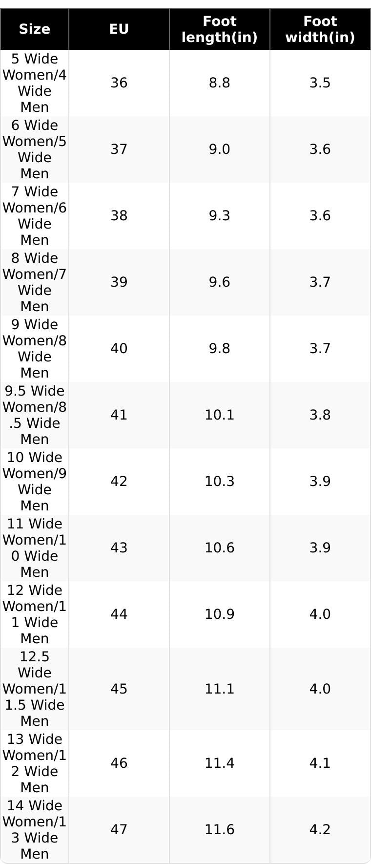 Size Chart