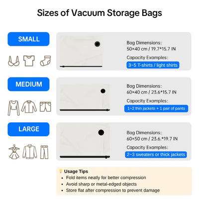 Travel Vacuum Compression Storage Bags