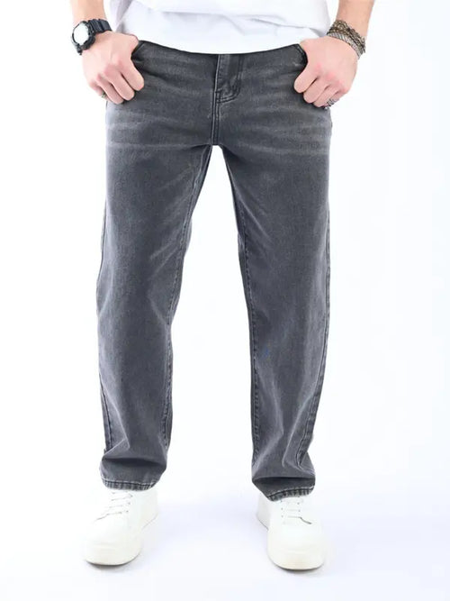Men's Loose Button Fly Straight Leg Jeans