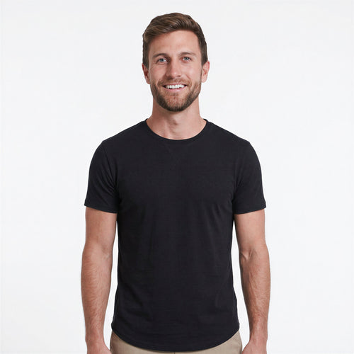 Classic Crew Neck with Curved Hem