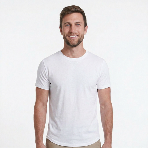 Classic Crew Neck with Curved Hem