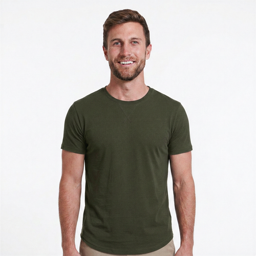 Classic Crew Neck with Curved Hem