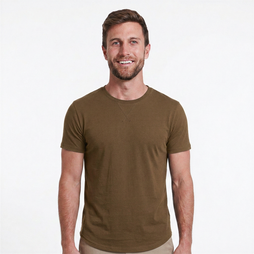 Classic Crew Neck with Curved Hem