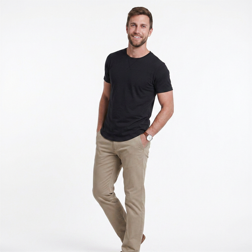 Classic Crew Neck with Curved Hem