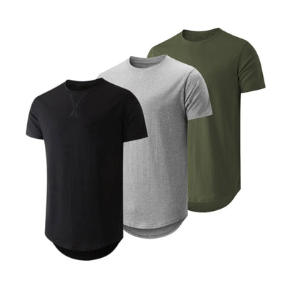 3-Pack Cotton Hip Hop Longline Crewneck Tees
