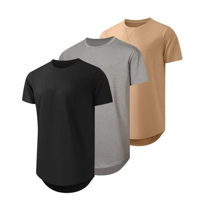3-Pack Cotton Hip Hop Longline Crewneck Tees