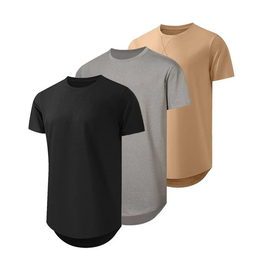 3-Pack Cotton Hip Hop Longline Crewneck Tees