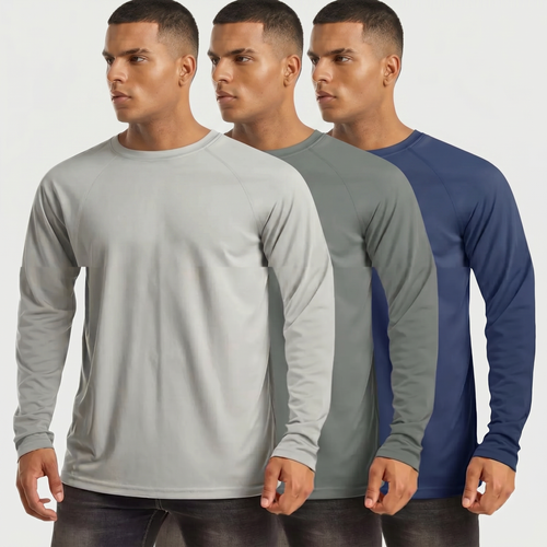 UPF 50+ Long Sleeve Athletic Shirts - 3-Pack
