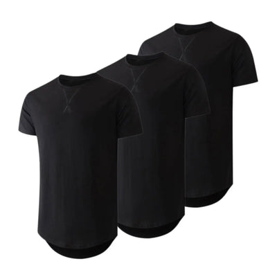 3-Pack Cotton Hip Hop Longline Crewneck Tees