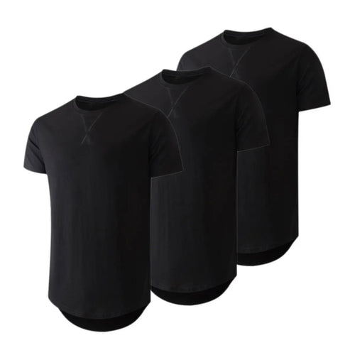 3-Pack Cotton Hip Hop Longline Crewneck Tees