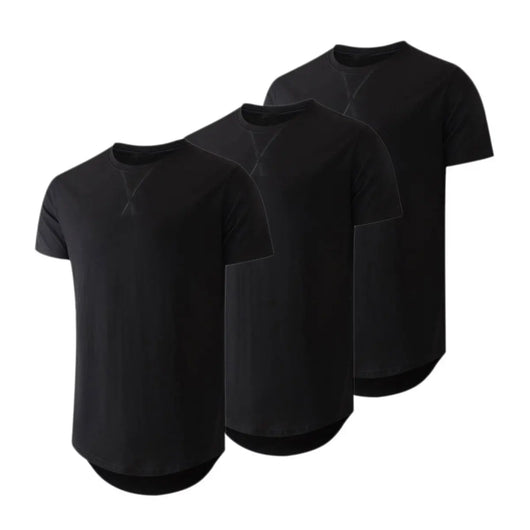 3-Pack Cotton Hip Hop Longline Crewneck Tees