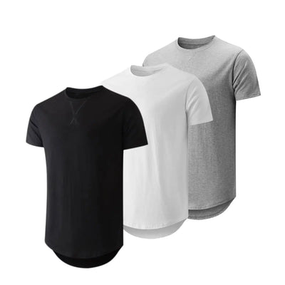 3-Pack Cotton Hip Hop Longline Crewneck Tees