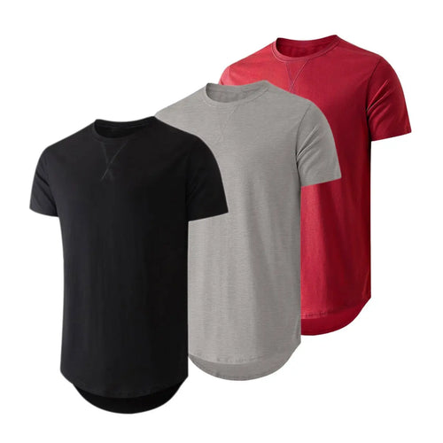 3-Pack Cotton Hip Hop Longline Crewneck Tees